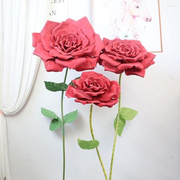 Dekorative Blumen PE-Schaum Papier Curl Riesige Rose Blume Bühnenbild Dekoration Künstliche Hochzeitskulisse Flore Hausgarten Dekor