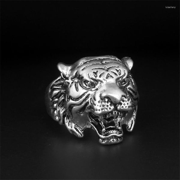 Cluster Rings BINQINGZI Marca Titânio Anel Masculino Tiger King 316L Aço Inoxidável Jóias Animal BR1106