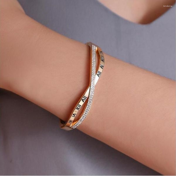 Bracelete Fashion Word Roma Lunky Número 8 Forma Cristal Branco Feminino Bracelete Presente