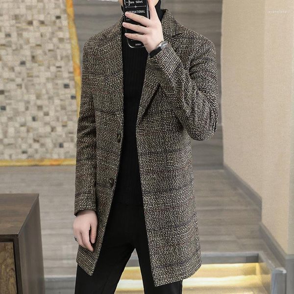 Gabardinas Masculinas The 2023 Men Case Grain Wool Cloth Coat Dust Long Keep Warm Winter