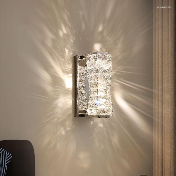 Duvar lambası yatak odası oturma odası arka plan LED ışık lüks üst düzey başucu kristal merdiven koridoru