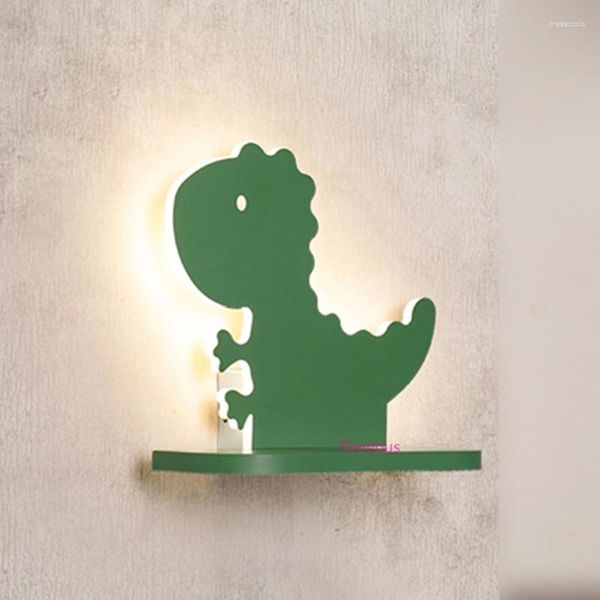 Lâmpada de parede jardim de infância quarto deco luz interior desenho animado crocodilo para quarto de crianças criativo casa cabeceira prateleira led arandela