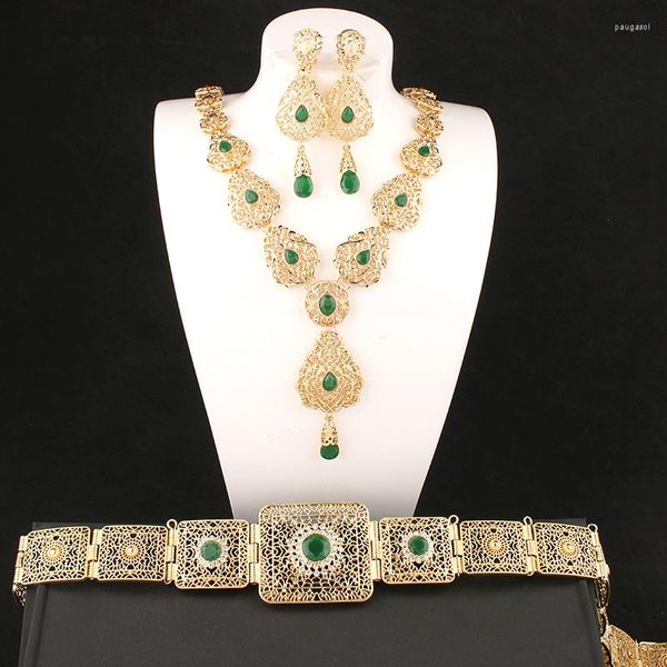 Collana Orecchini Set Dicai Gioielli da donna Algeria Matrimonio Cintura da sposa Orecchini pendenti per collane eleganti da donna