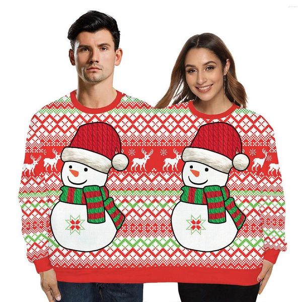 Erkek Sweaters Erkek Kadın Snowman Ren Geyiği Çirkin Noel Kazak Noel Xmas Twinset Sulağı Sweatshirtler Partisi Giyin Yıl 3d Jumper Tops