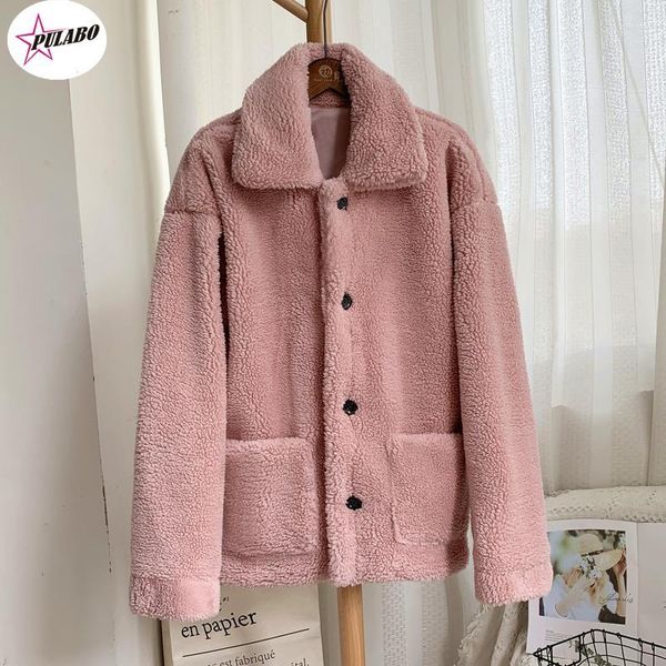 Damen Pelz PULABO Winter verdicken warme Teddyjacke Mantel Frauen lässige Mode Lamm Faux Mantel flauschige gemütliche lose Oberbekleidung weiblich