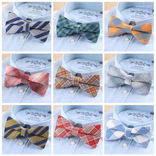 Papillon Moda arrivo Cravatta in cotone scozzese a righe Casual Party Dinner Wedding Design Cute Bowtie Accessorio Drop