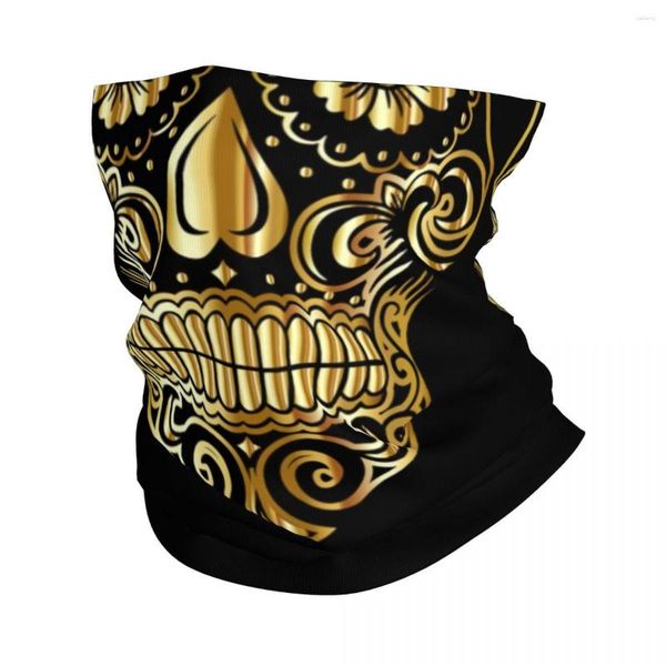 Bandanas Sugar Skull Bandana Inverno Pescoço Aquecedor Feminino À Prova de Vento Lenço de Rosto para Caminhadas Mexicano O Dia dos Mortos Gaiter Headband