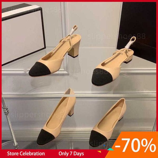 Slingback-Pumps, Absätze, Kappenkappe, Ballerinas, Sandalen, berühmte Designer-Damen, Block-Pumps, Blockabsatz, Perlen-Loafer, Slingpumps, bequeme Ballerinas, beige, schwarzer Schuh dfgh