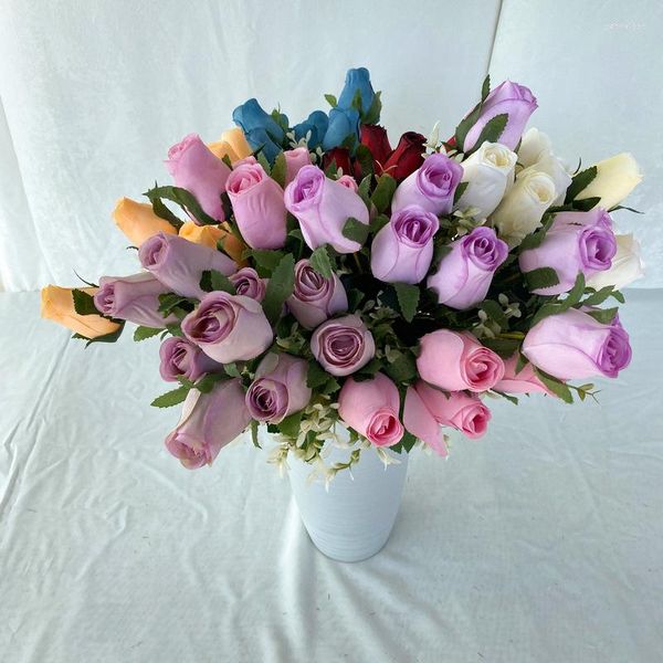 Dekorative Blumen, 9-köpfige Rose, künstliche Blume, realistischer Blumenstrauß, Heimdekoration, Brautzimmer, Bürodekoration, Hochzeitszubehör