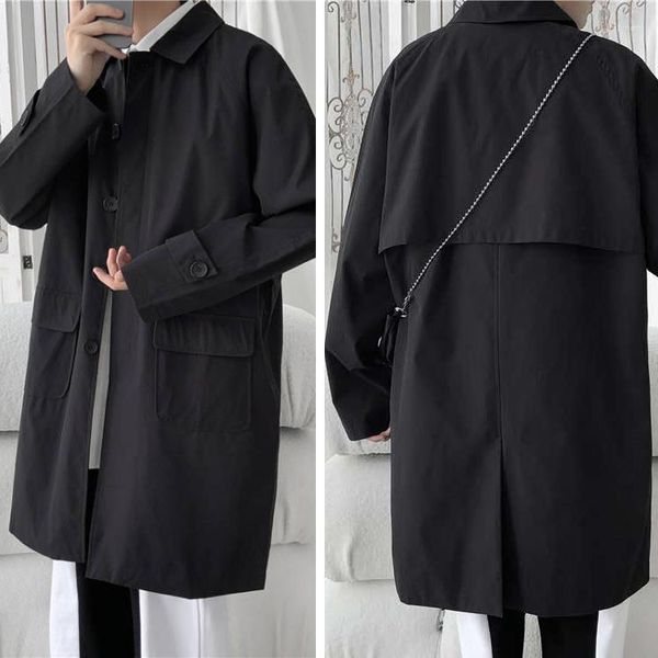 Trench Coats Jaqueta Jaqueta Roupas de Negócios Casuais Oversized Spring Overcoat Masculino Jaqueta Corta-vento Outerwear Masculino Q45