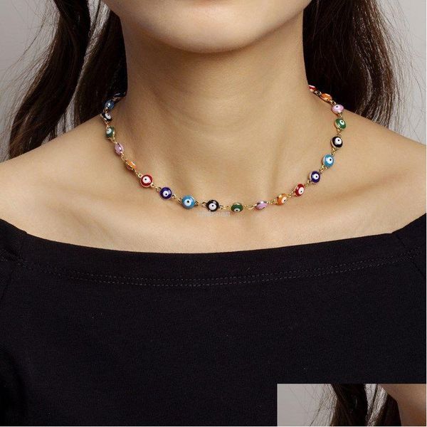 Girocolli Colorf Bohemia Beads Eye Collana Bracciale Cavigliera Set di gioielli Moda donna Will And Sandy Gift Drop Delivery Collane Pendan Dhcrn