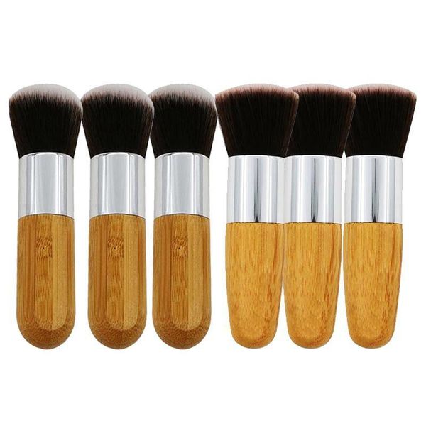 Pincéis de limpeza Professional Bamboo Foundation Pincel Pó Corretivo Blush Líquido Angulado Flat Top Base Cosméticos Drop Delivery Hom Dhbne