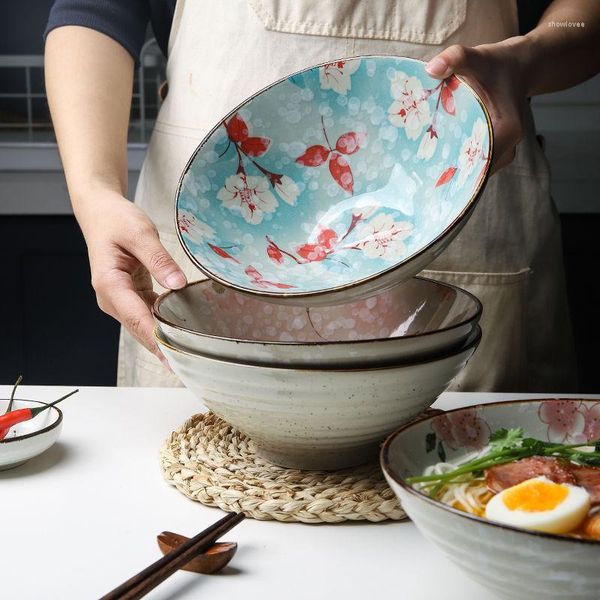 Ciotole Zuppa di ceramica in stile giapponese Grande cappello creativo Ciotola di ramen per uso domestico Forniture da cucina Stoviglie Prodotti per la casa