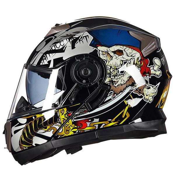 Novo capacete GXT Motorcycle Flip Up Casco Racing Double Lense Full Face Helmet221L
