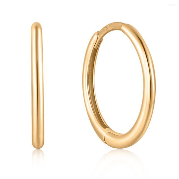 Orecchini a cerchio Gioielleria raffinata Minimalista Piccoli gioielli classici Vero oro massiccio 14k Huggie per l'uso quotidiano unisex