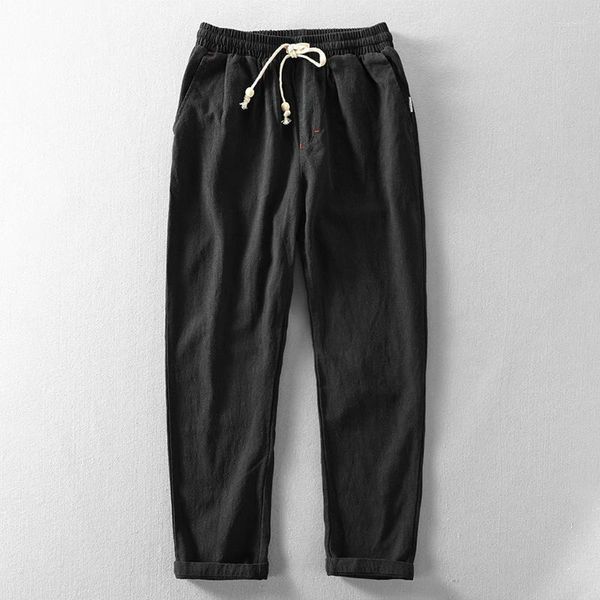 Pantaloni da uomo Moda in saldo Pantaloni per uomo Cotone Lino Rughe Nero Estate Uomo casual Stile coreano Estetica Elegante tendenza Y2k