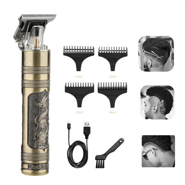 Forbici per capelli Trimmer ricaricabile USB Electric Pro Li Liner Grooming Cordless Cutting T-Blade Professional 0mm Men277A