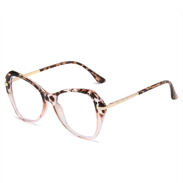 Рамка для очков сексуальные леопардовые женские очки рама негабаритный овальный анти -синий свет компьютерный оптический спектакль рамы моды металлические цветные очки x0731