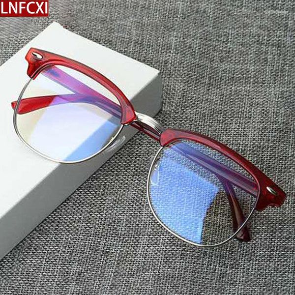 Armações de óculos de sol LNFCXI retrô elegantes óculos femininos com armação de meio aro transparente anti-azul lentes de luz para homens/mulheres unissex Óculos