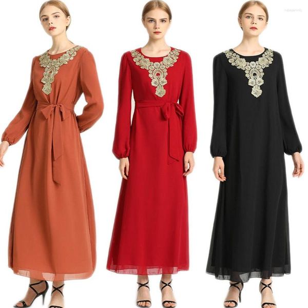 Abbigliamento etnico Eid Abito Hijab da donna musulmana Ricamo vintage Dubai Abaya Caftano turco Abito arabo islamico Abito da festa Jilbab