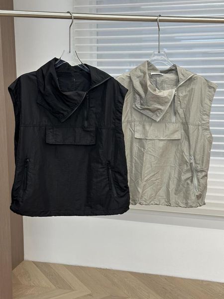 Damen-T-Shirts für Frühling und Sommer, Stehkragen, große Tasche, ärmellose Ladeweste, eine Vielzahl von Tragemethoden