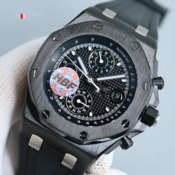 ap luxe hommes montre ap porcelet chronographe montre-bracelet CNHI haute qualité suisse mouvement mécanique uhr arrière bracelet en caoutchouc transparent montre royal reloj
