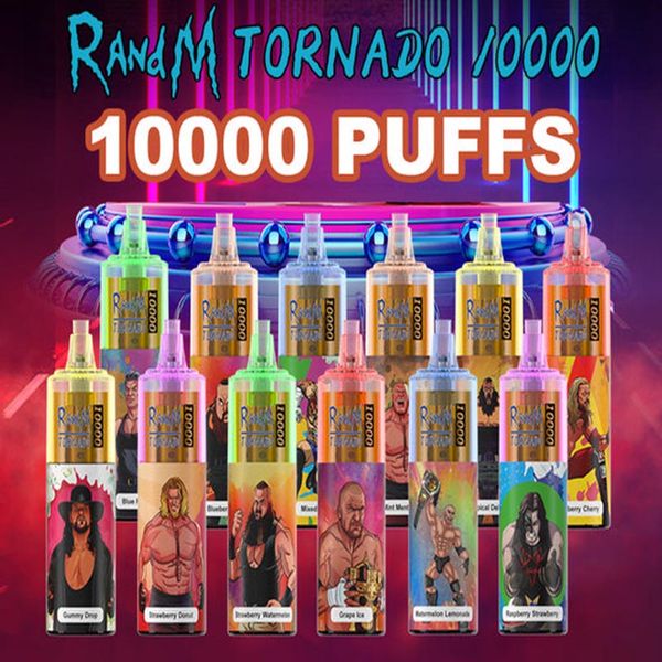 100% autentico Randm Tornado 10000 sbuffi e sigaretta RGB luce incandescente penna Vape usa e getta 10K barre indicatore di alimentazione