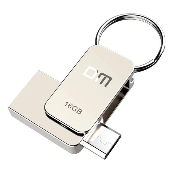 DM PD020 16GB Micro USB + USB 2.0 U Disk USB Flash Drive Metal OTG Pendrive Memória USB de alta velocidade Varanda