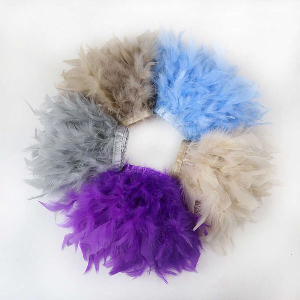 10 Meter/Los Flauschige Truthahnfedern Fransenband 15–20 cm Marabou-Feder auf Band für Party-Kleidung, Nähen, Dekoration