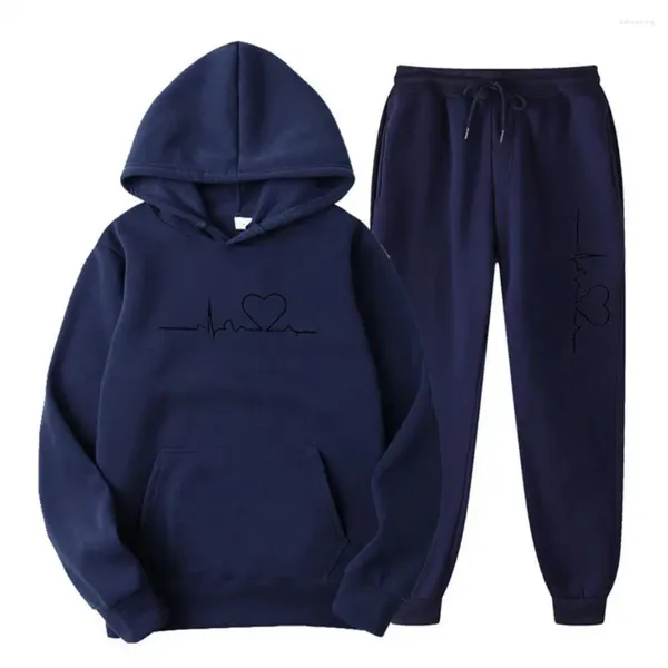 Conjuntos de corrida elegante com capuz agasalho para homens impressos hoodies jogger calças definir mulheres usam outono inverno cintura elástica