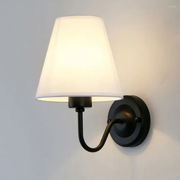 Wandlampe E27 Retro Weißer Lampenschirm Stoff Nachttisch Für Schlafzimmer Wohnzimmer Dekoration 2023