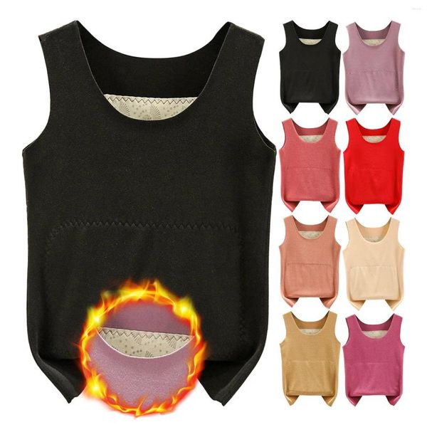 Camisoles Tanks Lose Schlaf Tops Für Frauen Dicke Patch Thermo Weste Tank Top Fleece Shirt Ärmellose Leibchen Basis