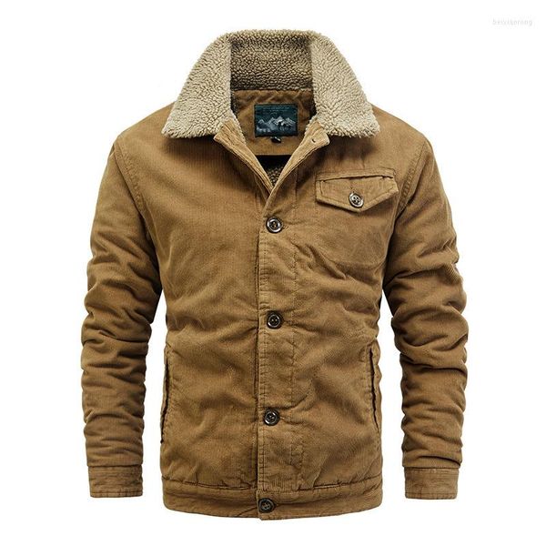 Herrenjacken 2023 Herbst Winter Herren Fleece Warme Dicke Jacke Werkzeug Lässige Outdoor Mantel Einfarbig Militär Cord Herren