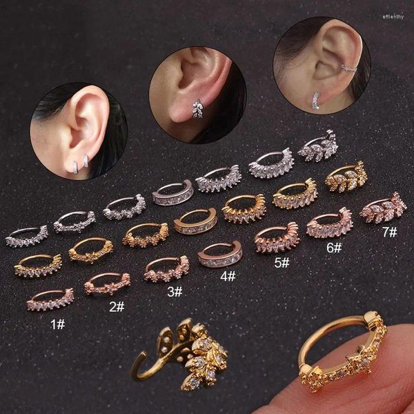 Brincos de argola 1 peça brinco de cartilagem cz para mulheres moda cor dourada tom prateado tragus rook joia piercing de orelha confortável