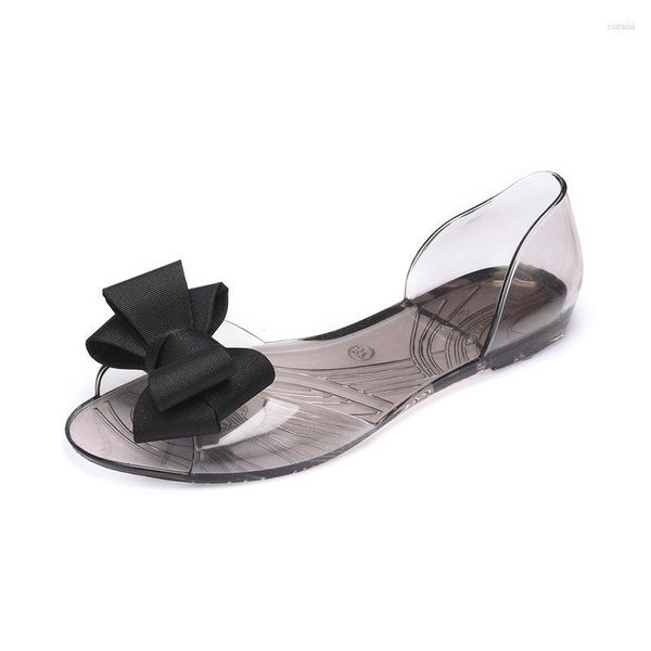 Sandalen 2023 Frauen Transparente Wohnungen Schuhe Frau Perle Bowknot Sommer Damen Offene spitze Römische Strand Alias Mujer Große Größe 35-41