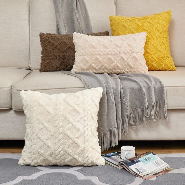 Travesseiro jacquard cor sólida lance casa sala de estar sofá cadeira decoração fronha multi tamanho engrossado confortável s