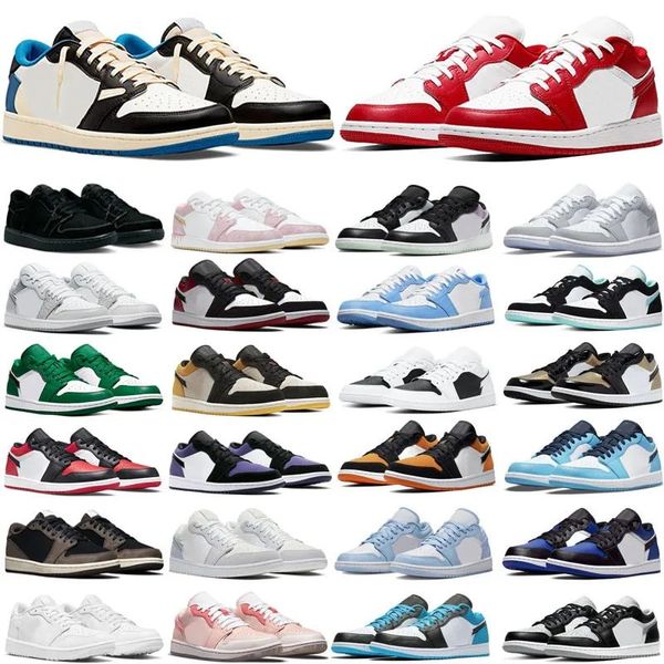 2023 Новые баскетбольные кроссовки Jumpman 1 Low OG 1S Wolf Grey Дымчато-белый, черный, красный, фиолетовый, Париж, мужчины, женщины, прогулочные кроссовки на открытом воздухе