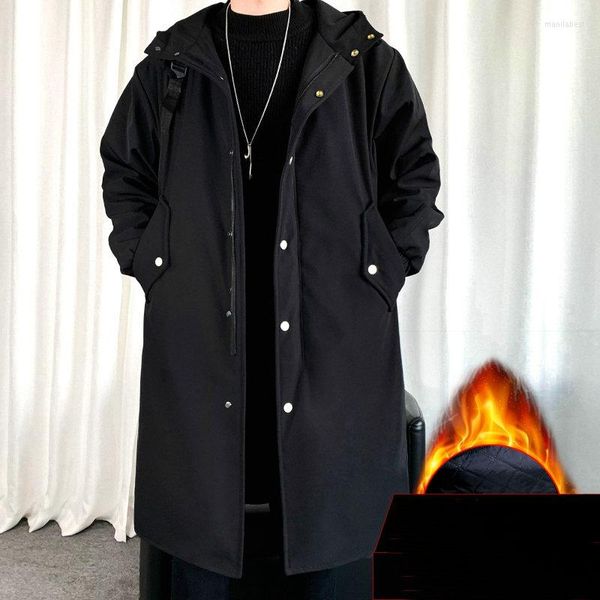 Trench da uomo Nizza Inverno Uomo Giacche con cappuccio Harajuku Giacca a vento Caldo addensare Cappotto Maschile Casual Capispalla Hip Hop Streetwear Donna