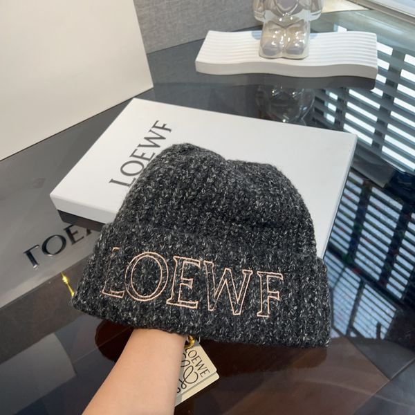 Moda lã tecido chapéu senhora designer gorro masculino cashmere loewf chapéu de malha inverno quente chapéu presente