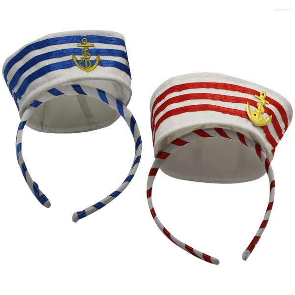 Bandane Berretto nautico Fasce Cappello blu scuro Cerchi per capelli Capitano Cosplay Marinaio Yacht Decorazione di Halloween