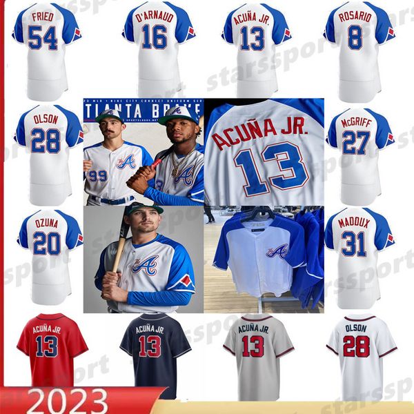 Maglie da baseball 2023 Top Custom City Connect Jersey 13 Ronald Acuna Jr2 7a Ustinr Ileym Atto Lsonh Arrisi è Pencers Tridero Zziea