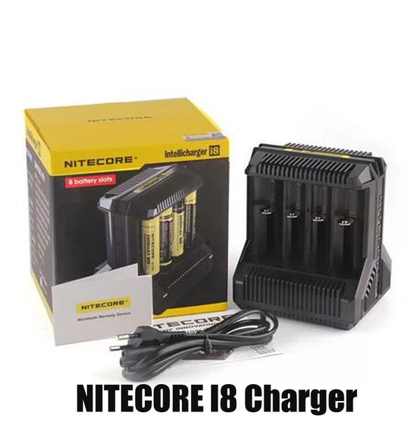 Аутентичный nitecore i8 charger digicharger Intelligent 8 слотов быстрый зарядка для IMR 16340 18650 14500 18500 26650 18350 26500 Универсальная литий-батарея US UK EU Plug