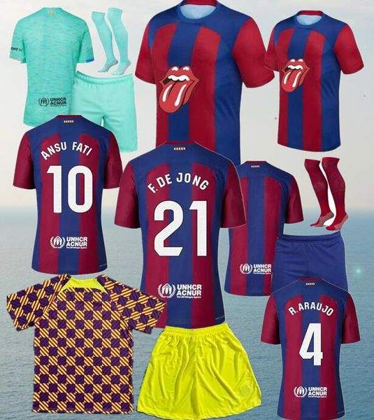 Camisetas de football barcelona fußball trikots LEWANDOWSKI PEDRI GAVI 2023 2024 FC ANSU FATI FERRAN RAPHINHA DEST fußball hemd männer barca kit kinder ausrüstungen