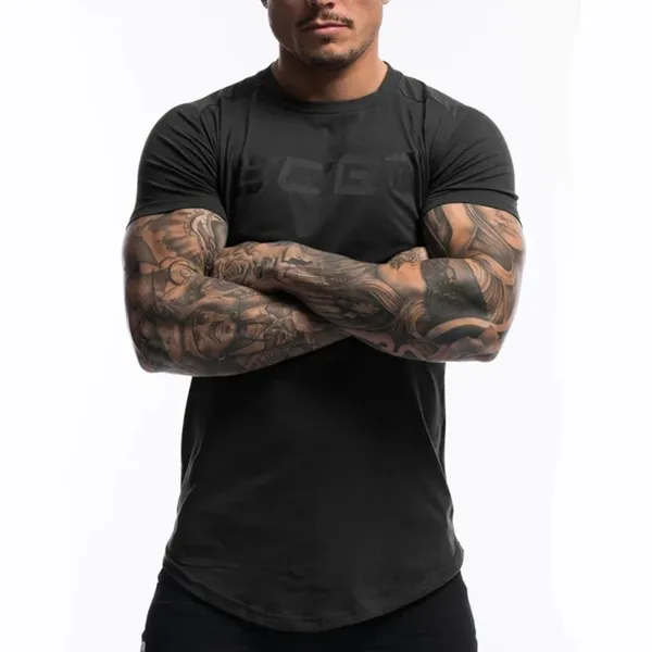Erkek T Shirt Spor Salonu Giysileri Kısa Kollu Gömlek Yaz Fitness Vücut İnşa Sıska Tişört Erkek Egzersiz Tees Üstler Günlük Baskı Giysileri