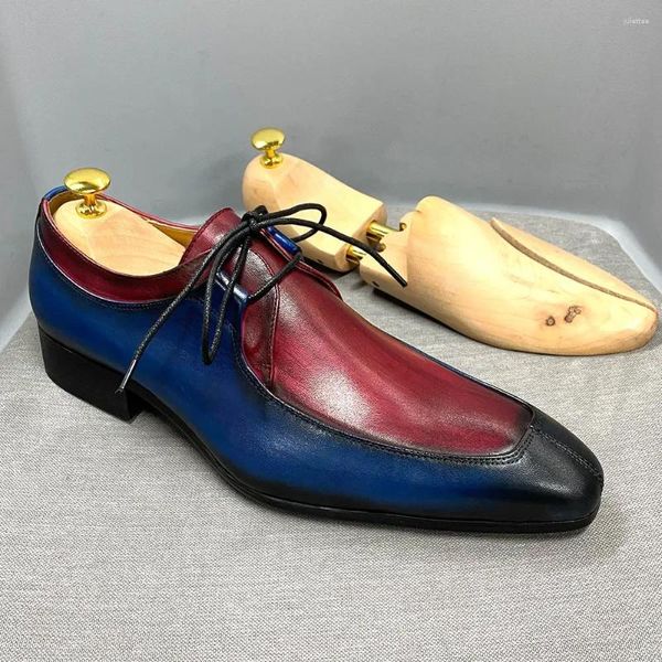 Scarpe vestiti in pelle di lusso maschi maschi in pelle fatti fatti a mano in modo casual derby match color basso top