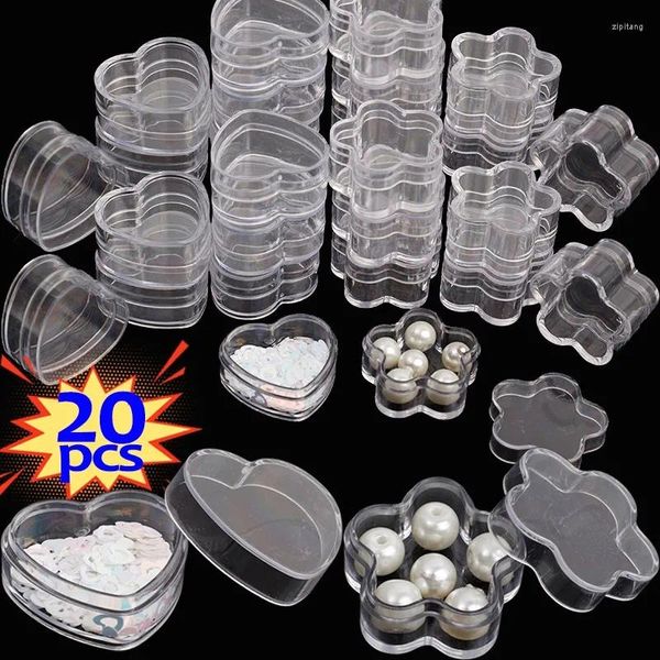 Bolsas de jóias 1-20pcs mini caixa de armazenamento de plástico transparente caixas de coração acrílico à prova de umidade pequena caixa diy embalagem portátil