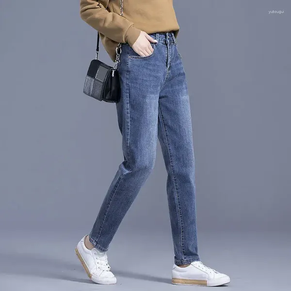 Kadınlar kot sokak kıyafeti geniş bacak Kadınlar Koreli Büyük Boy S-6XL Bolgy denim pantolon yüksek wasit Springcasual Düz Jeansy Pantalones