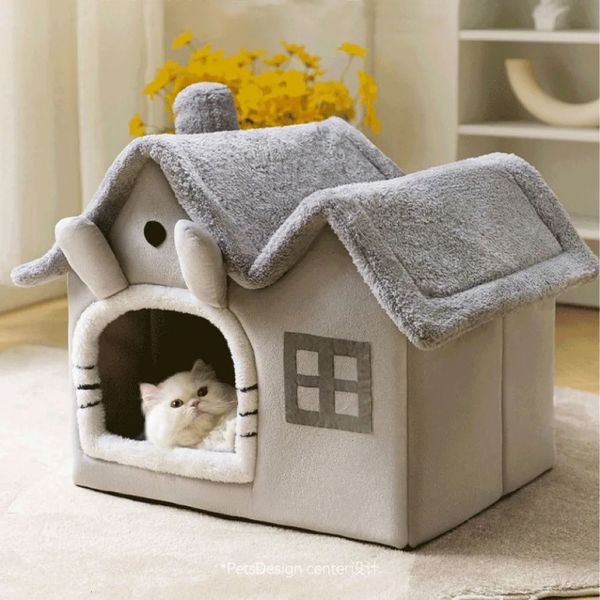 canis canetas Casa para cães e gatos com teto duplo Canil Four Seasons Cama de caverna removível e lavável Casa interna para gatos Casa confortável e quente 231101