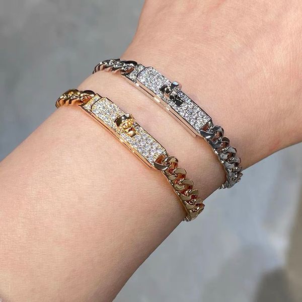 Designer mulheres cheia de diamante pulseira pulseira marca francesa platina incrustada strass pulseira jóias de luxo de alta qualidade cobre charme pulseira mãe presente