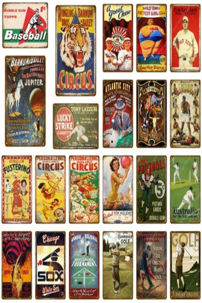 Sport Metall Zinn Zeichen Baseball Golf Fußball Poster Vintage Zirkus Metall Platte Pub Bar Gym Wand Dekorative Plakette Hause decor973173091801